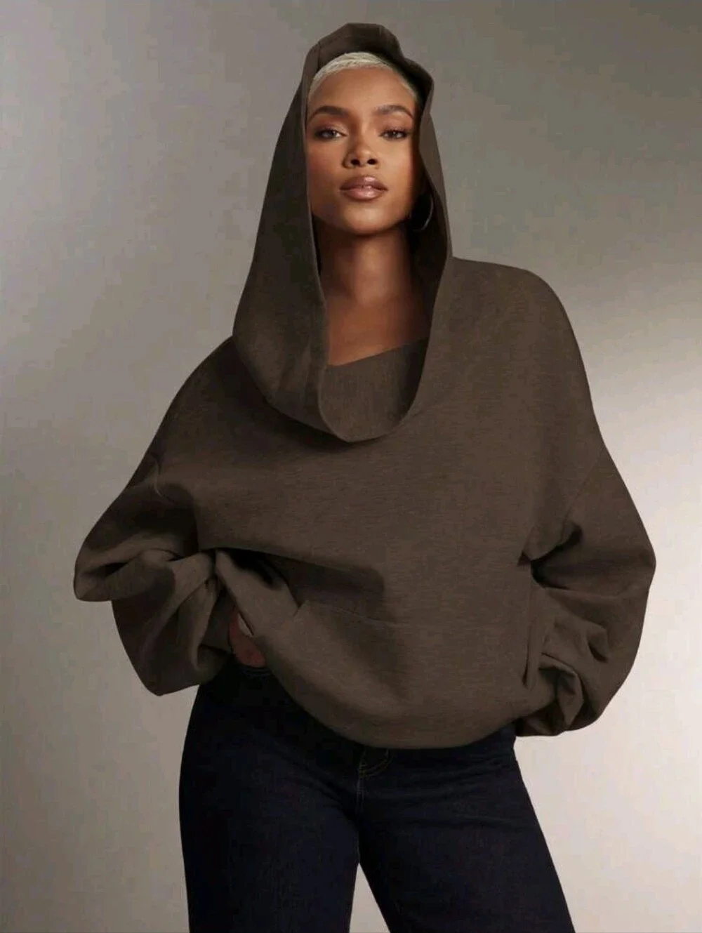 Oversized Hooded Top ▪︎ Chocolate ▪︎ LG - Picture 5 of 11